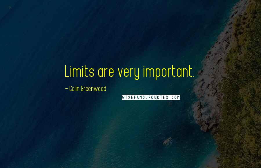 Colin Greenwood Quotes: Limits are very important.