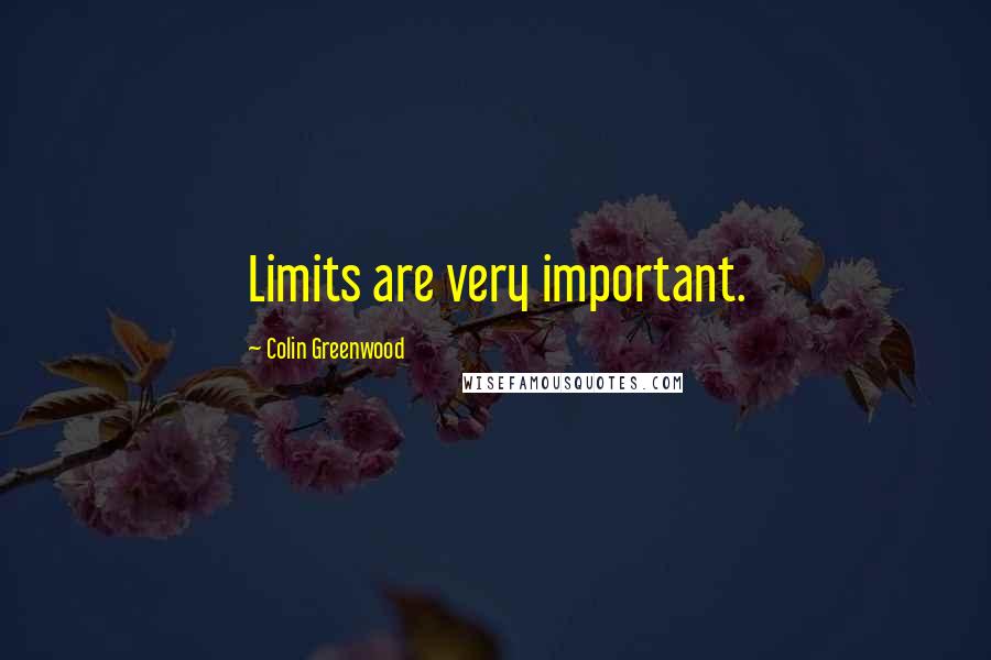 Colin Greenwood Quotes: Limits are very important.