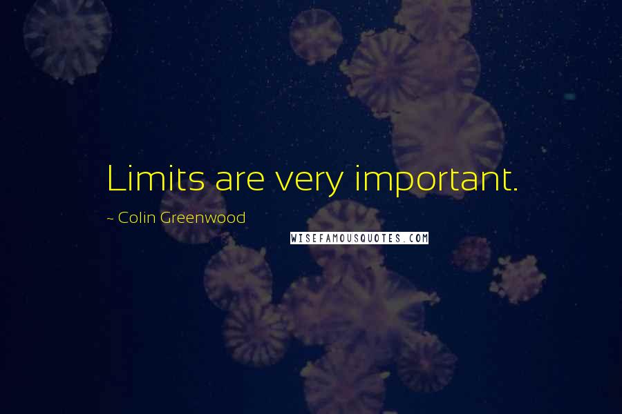 Colin Greenwood Quotes: Limits are very important.