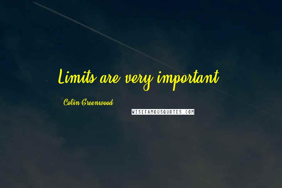 Colin Greenwood Quotes: Limits are very important.