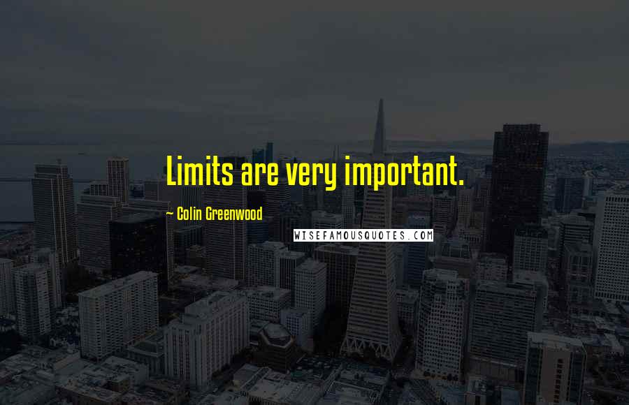 Colin Greenwood Quotes: Limits are very important.