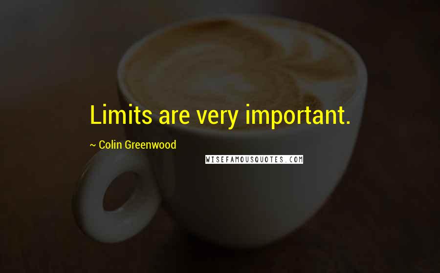 Colin Greenwood Quotes: Limits are very important.