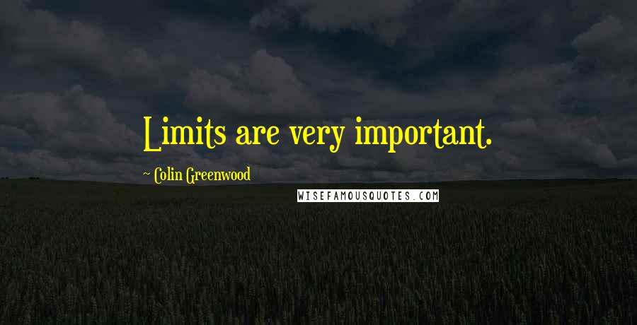 Colin Greenwood Quotes: Limits are very important.