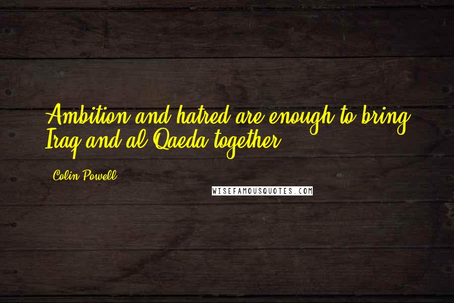 Colin Powell Quotes: Ambition and hatred are enough to bring Iraq and al Qaeda together