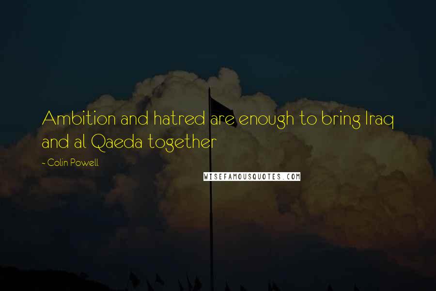 Colin Powell Quotes: Ambition and hatred are enough to bring Iraq and al Qaeda together