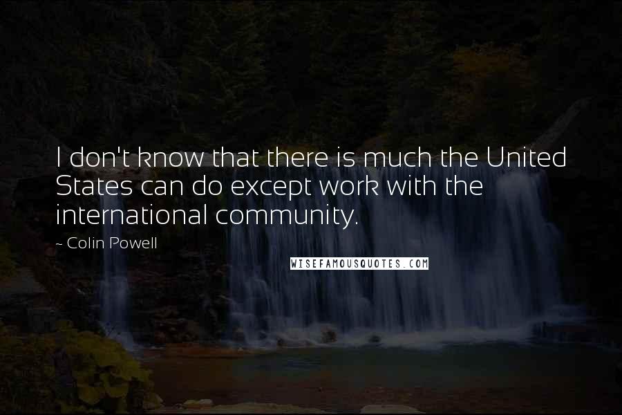 Colin Powell Quotes: I don't know that there is much the United States can do except work with the international community.