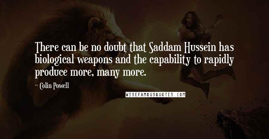 Colin Powell Quotes: There can be no doubt that Saddam Hussein has biological weapons and the capability to rapidly produce more, many more.