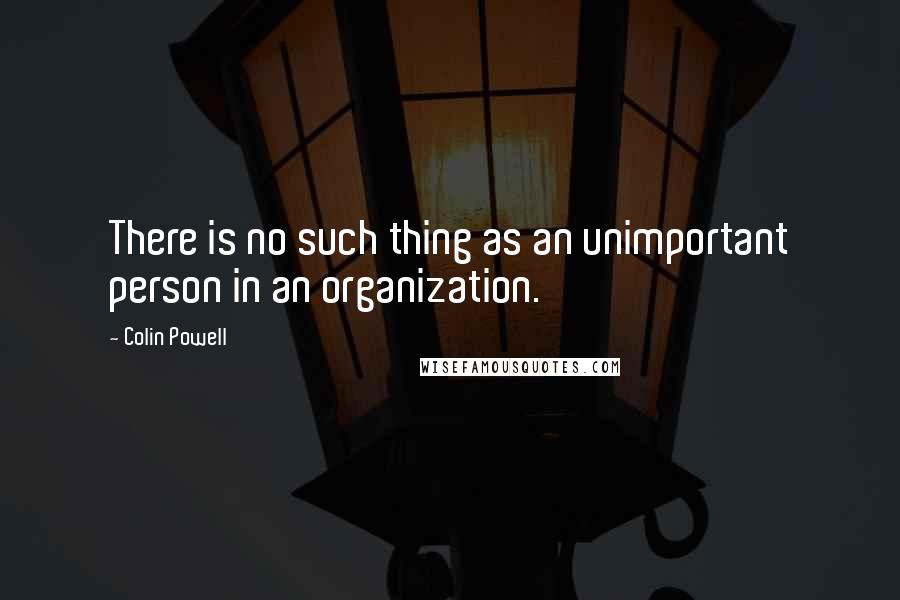 Colin Powell Quotes: There is no such thing as an unimportant person in an organization.