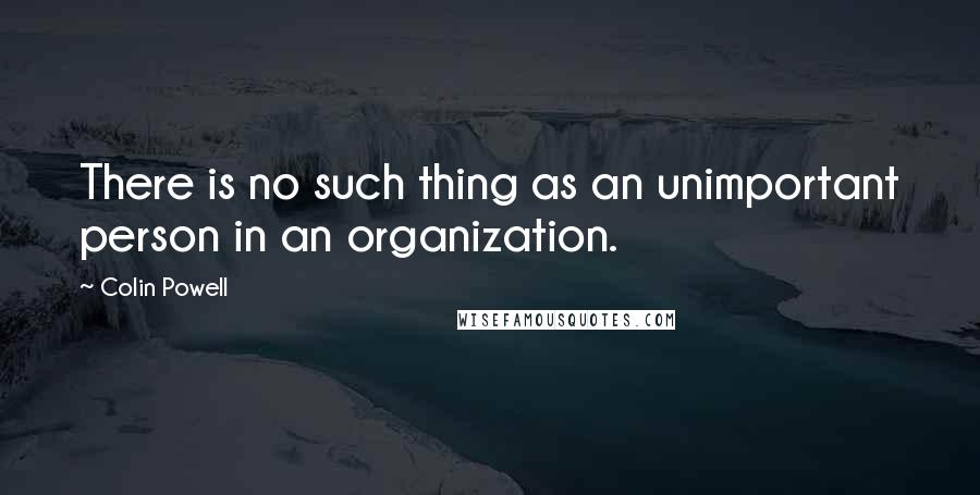 Colin Powell Quotes: There is no such thing as an unimportant person in an organization.