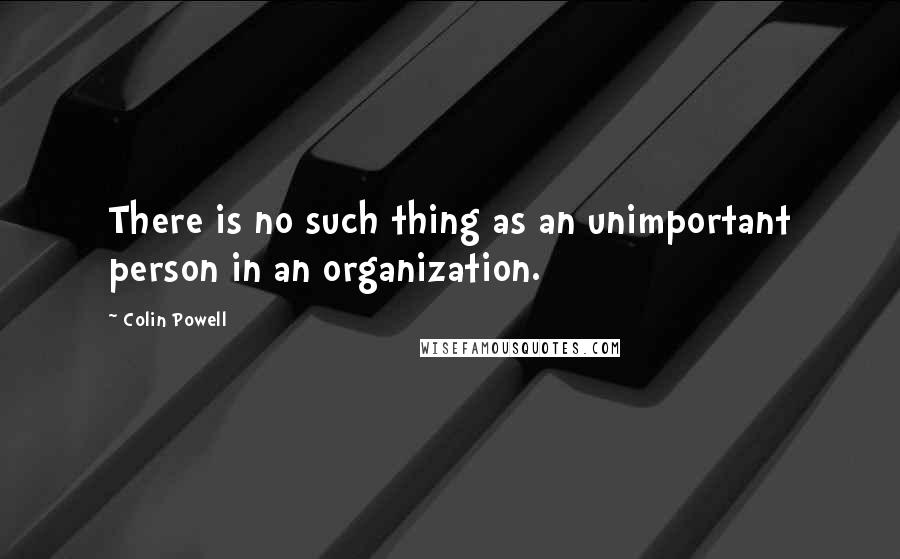 Colin Powell Quotes: There is no such thing as an unimportant person in an organization.