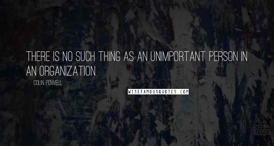 Colin Powell Quotes: There is no such thing as an unimportant person in an organization.