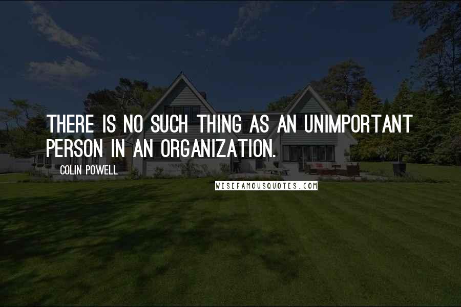 Colin Powell Quotes: There is no such thing as an unimportant person in an organization.