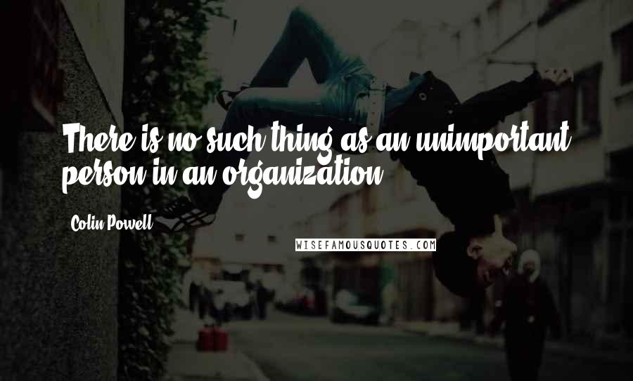 Colin Powell Quotes: There is no such thing as an unimportant person in an organization.