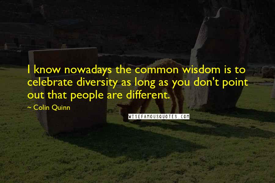 Colin Quinn Quotes: I know nowadays the common wisdom is to celebrate diversity as long as you don't point out that people are different.