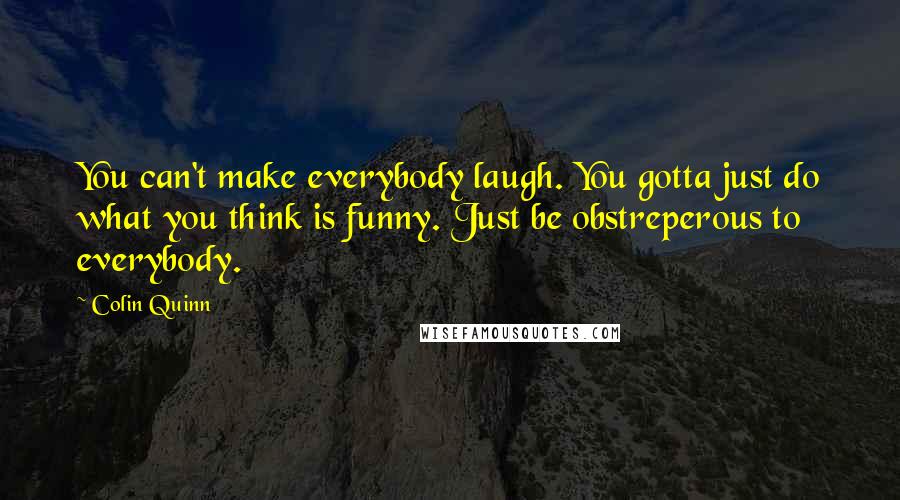 Colin Quinn Quotes: You can't make everybody laugh. You gotta just do what you think is funny. Just be obstreperous to everybody.