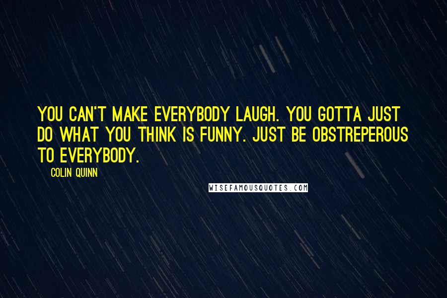 Colin Quinn Quotes: You can't make everybody laugh. You gotta just do what you think is funny. Just be obstreperous to everybody.