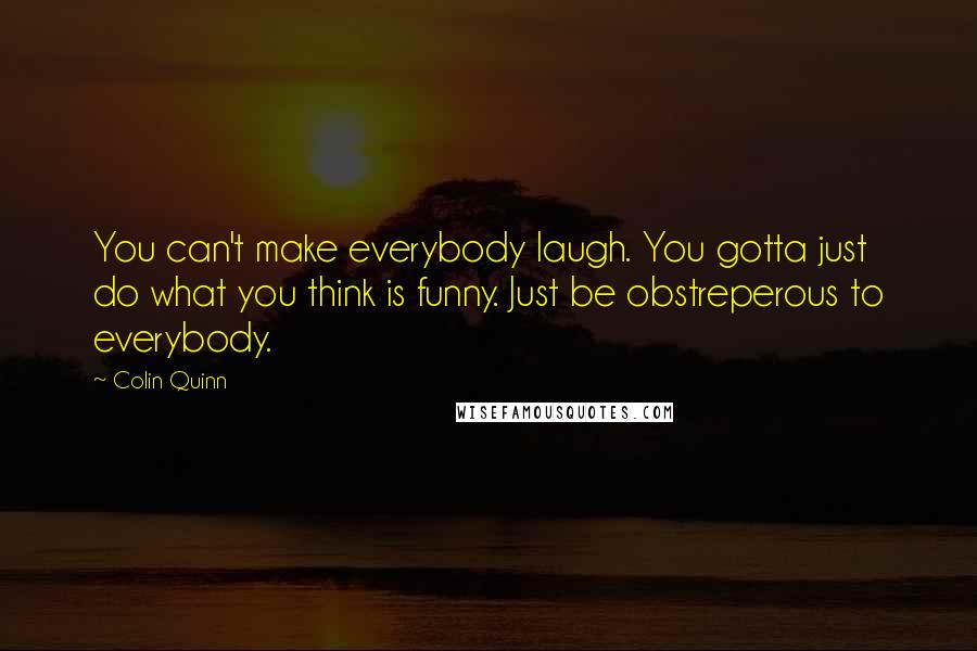 Colin Quinn Quotes: You can't make everybody laugh. You gotta just do what you think is funny. Just be obstreperous to everybody.