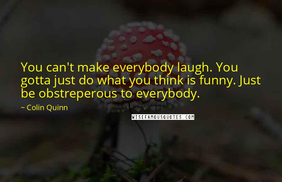 Colin Quinn Quotes: You can't make everybody laugh. You gotta just do what you think is funny. Just be obstreperous to everybody.