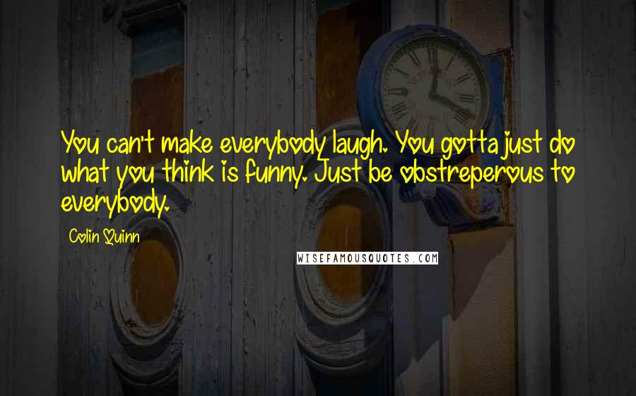 Colin Quinn Quotes: You can't make everybody laugh. You gotta just do what you think is funny. Just be obstreperous to everybody.