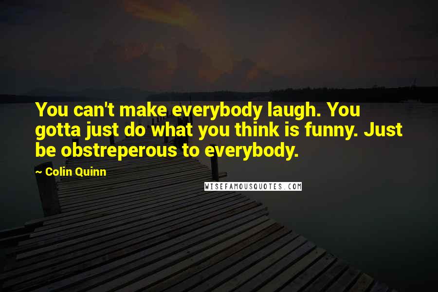 Colin Quinn Quotes: You can't make everybody laugh. You gotta just do what you think is funny. Just be obstreperous to everybody.