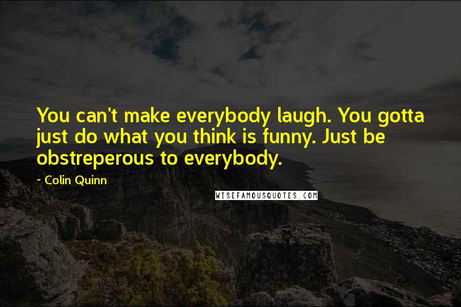 Colin Quinn Quotes: You can't make everybody laugh. You gotta just do what you think is funny. Just be obstreperous to everybody.