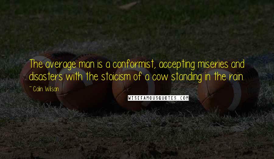 Colin Wilson Quotes: The average man is a conformist, accepting miseries and disasters with the stoicism of a cow standing in the rain.