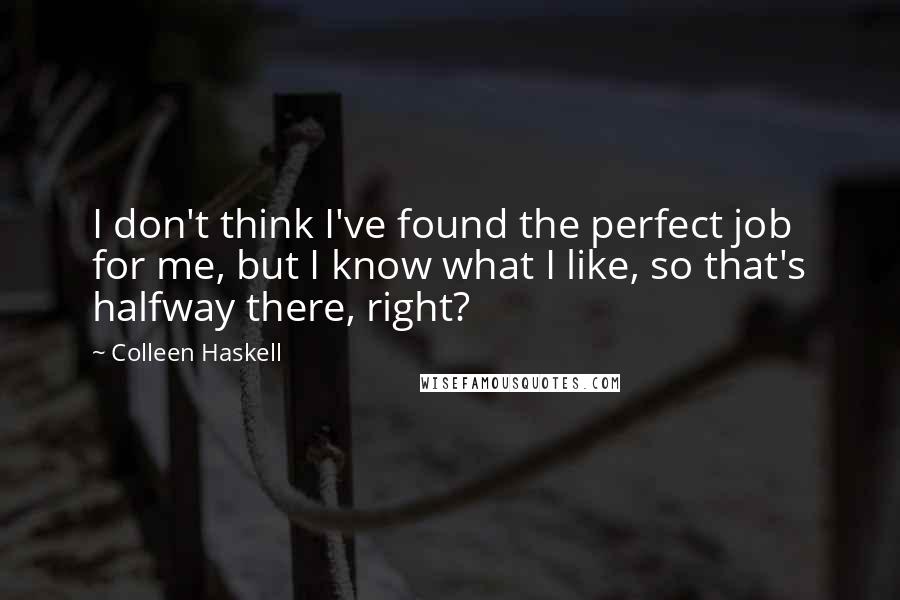 Colleen Haskell Quotes: I don't think I've found the perfect job for me, but I know what I like, so that's halfway there, right?