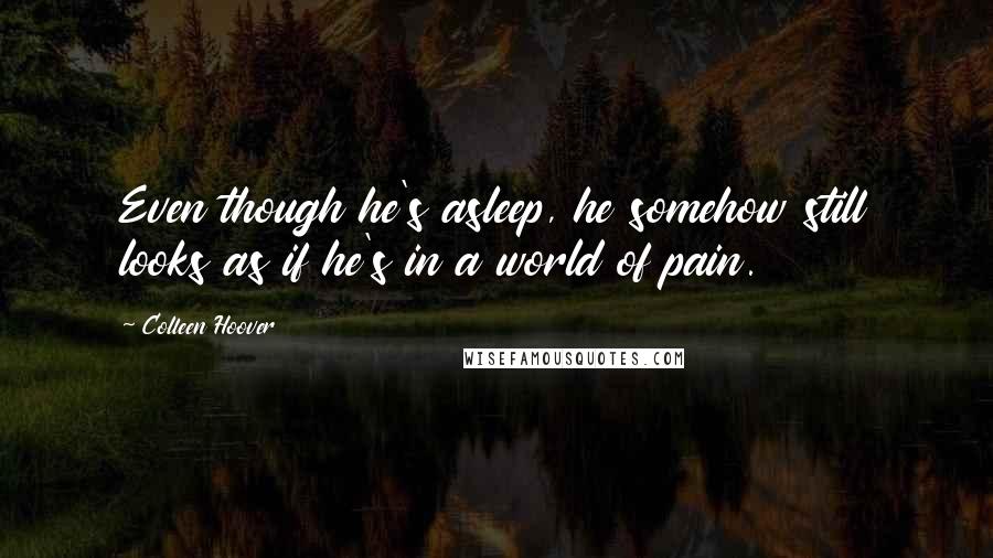 Colleen Hoover Quotes: Even though he's asleep, he somehow still looks as if he's in a world of pain.