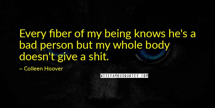 Colleen Hoover Quotes: Every fiber of my being knows he's a bad person but my whole body doesn't give a shit.