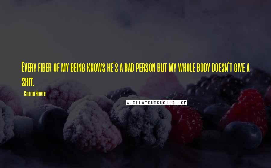 Colleen Hoover Quotes: Every fiber of my being knows he's a bad person but my whole body doesn't give a shit.