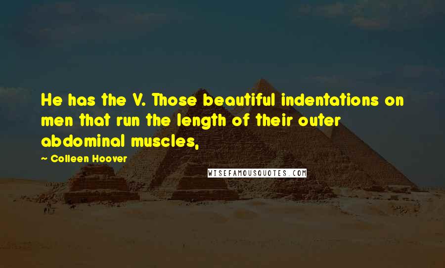 Colleen Hoover Quotes: He has the V. Those beautiful indentations on men that run the length of their outer abdominal muscles,