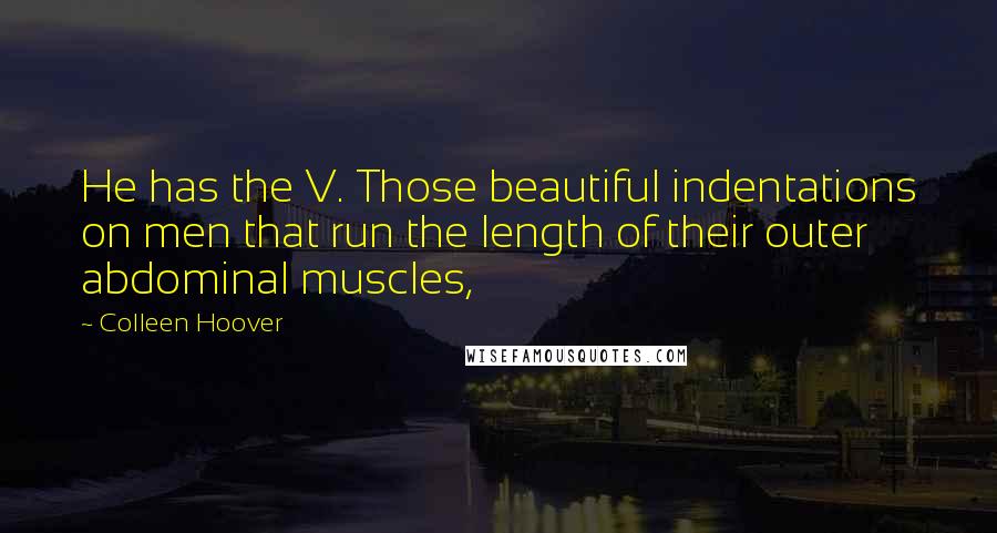 Colleen Hoover Quotes: He has the V. Those beautiful indentations on men that run the length of their outer abdominal muscles,