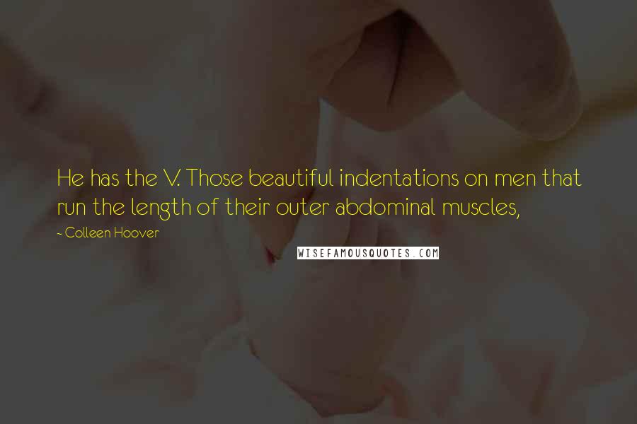 Colleen Hoover Quotes: He has the V. Those beautiful indentations on men that run the length of their outer abdominal muscles,