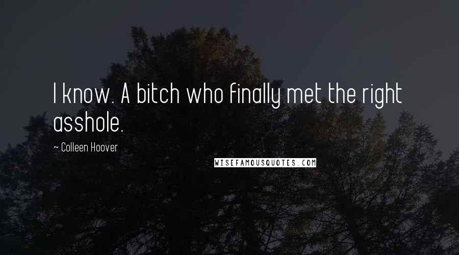 Colleen Hoover Quotes: I know. A bitch who finally met the right asshole.