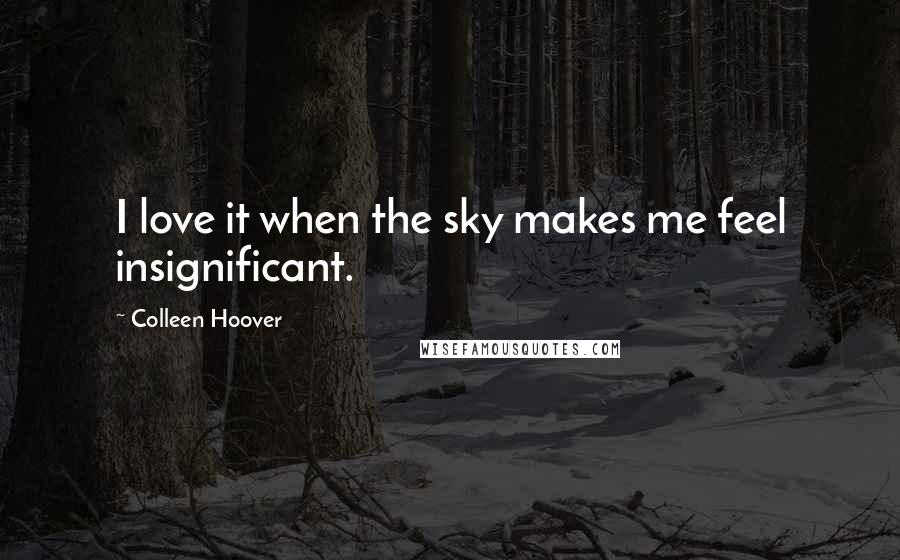 Colleen Hoover Quotes: I love it when the sky makes me feel insignificant.