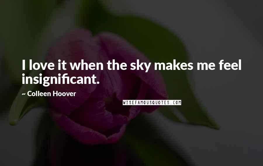 Colleen Hoover Quotes: I love it when the sky makes me feel insignificant.