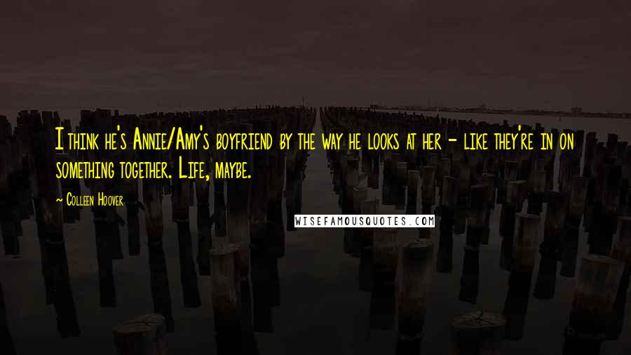 Colleen Hoover Quotes: I think he's Annie/Amy's boyfriend by the way he looks at her - like they're in on something together. Life, maybe.