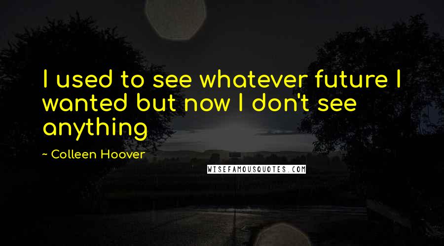 Colleen Hoover Quotes: I used to see whatever future I wanted but now I don't see anything