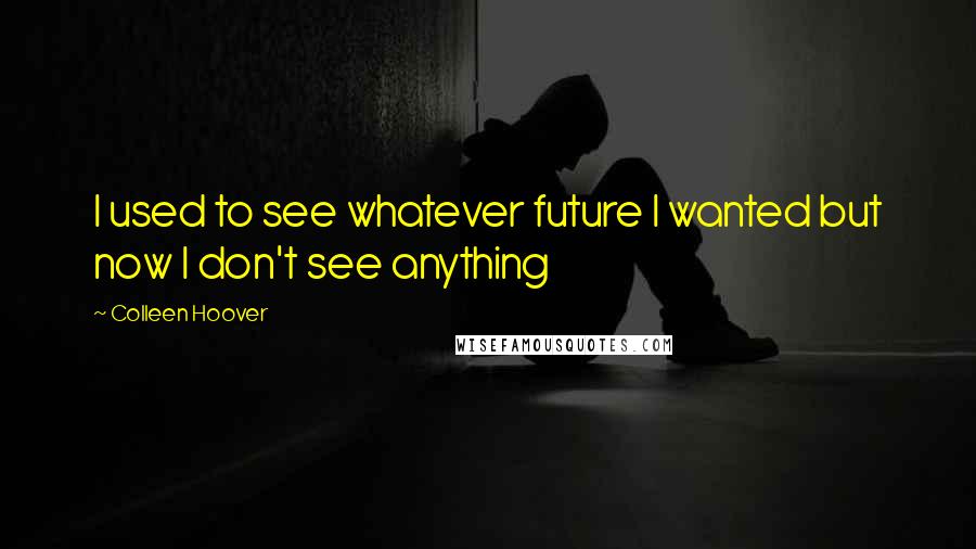 Colleen Hoover Quotes: I used to see whatever future I wanted but now I don't see anything