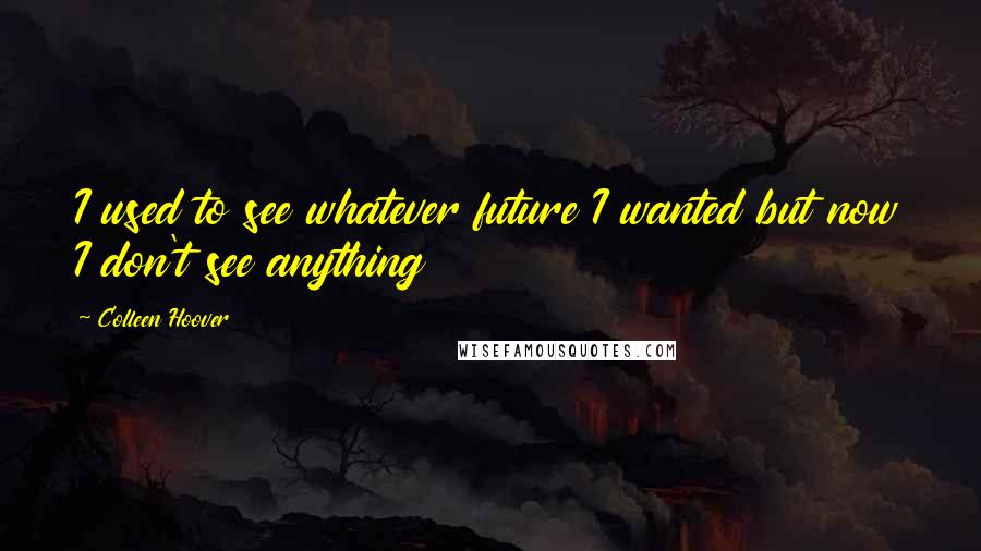 Colleen Hoover Quotes: I used to see whatever future I wanted but now I don't see anything