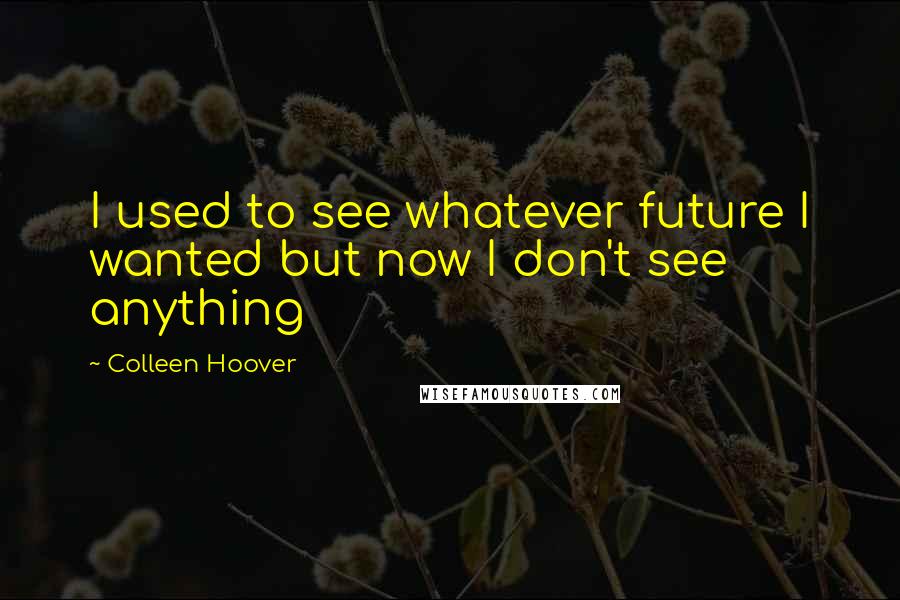 Colleen Hoover Quotes: I used to see whatever future I wanted but now I don't see anything