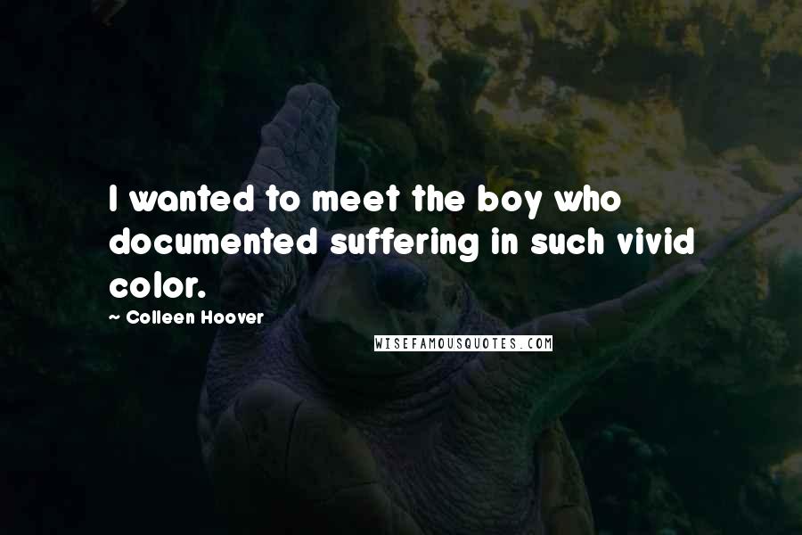 Colleen Hoover Quotes: I wanted to meet the boy who documented suffering in such vivid color.