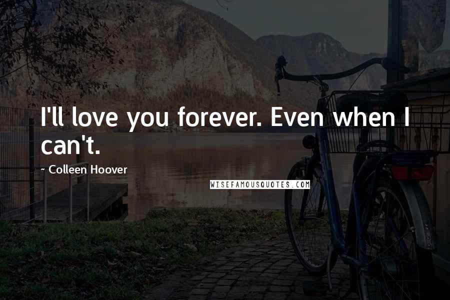 Colleen Hoover Quotes: I'll love you forever. Even when I can't.