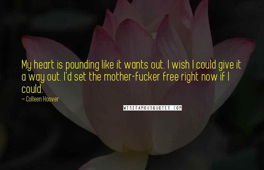Colleen Hoover Quotes: My heart is pounding like it wants out. I wish I could give it a way out. I'd set the mother-fucker free right now if I could.