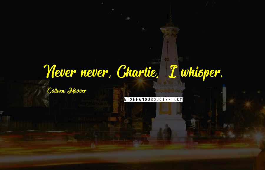 Colleen Hoover Quotes: Never never, Charlie," I whisper.