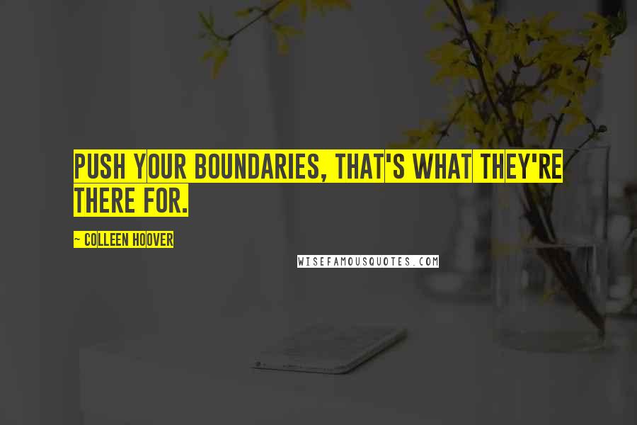 Colleen Hoover Quotes: Push your boundaries, that's what they're there for.