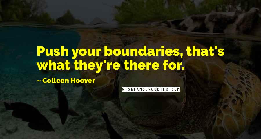 Colleen Hoover Quotes: Push your boundaries, that's what they're there for.