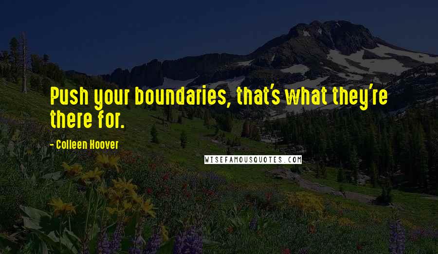 Colleen Hoover Quotes: Push your boundaries, that's what they're there for.