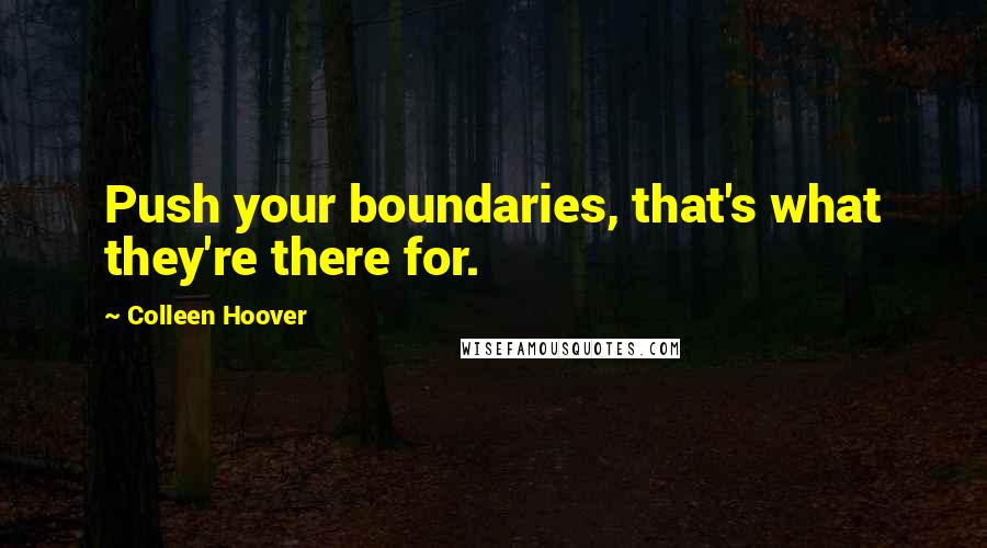 Colleen Hoover Quotes: Push your boundaries, that's what they're there for.