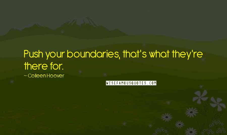 Colleen Hoover Quotes: Push your boundaries, that's what they're there for.